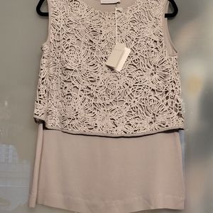SOLD - NWT Fabiana Filippi M Sleeveless Shell Top w/Crochet Crop Overlay